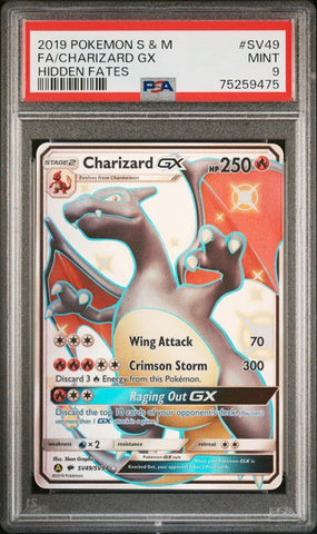 ***GEM MT 9***2019 POKEMON SUN & MOON HIDDEN FATES FA/CHARIZARD GX
