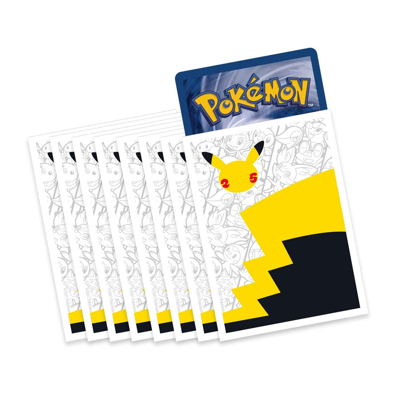Image for Pokemon TCG: Celebrations Pokemon Center Exclusive Elite Trainer Box Card Sleeves - Pokémon 25 Logo (65 Pack) - Card Sleeves