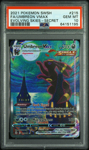 PSA 10 - FA/UMBREON VMAX EVOLVING SKIES-SECRET 2021 POKEMON SWORD & SHIELD EVOLVING SKIES