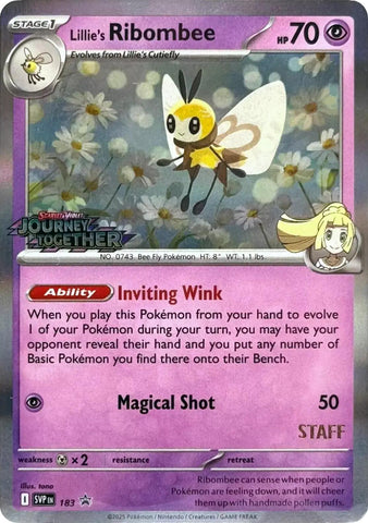 Lillie's Ribombee (183) (Prerelease Staff) [Scarlet & Violet: Black Star Promos]