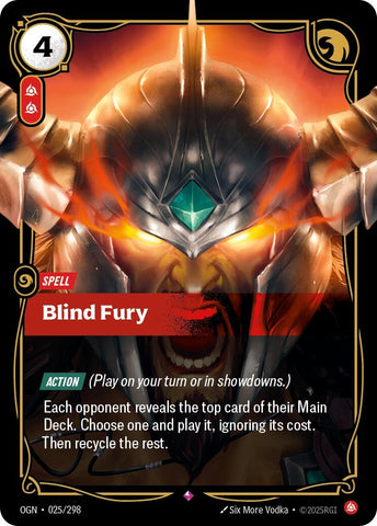 Image for Blind Fury (025/298) (Origins) - Riftbound: League of Legends Trading Card Game