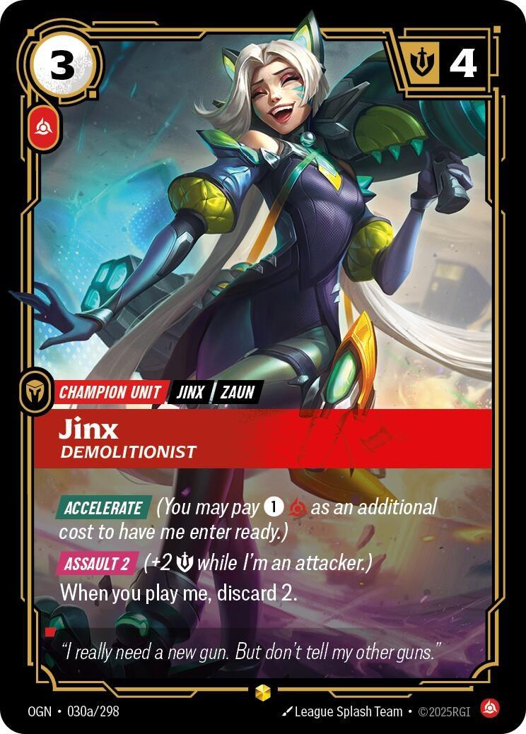 Image for Jinx - Demolitionist (Alternate Art) (030a/298) (Origins) - Riftbound: League of Legends Trading Card Game