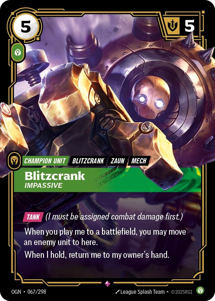 Image for Blitzcrank - Impassive (067/298) (Origins) - Riftbound: League of Legends Trading Card Game