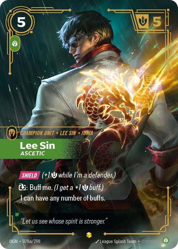 Image for Lee Sin - Ascetic (Alternate Art) (078a/298) (Origins) - Riftbound: League of Legends Trading Card Game