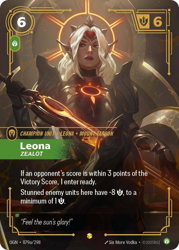 Image for Leona - Zealot (Alternate Art) (079a/298) (Origins) - Riftbound: League of Legends Trading Card Game