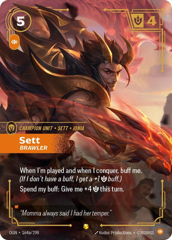 Image for Sett - Brawler (Alternate Art) (164a/298) (Origins) - Riftbound: League of Legends Trading Card Game