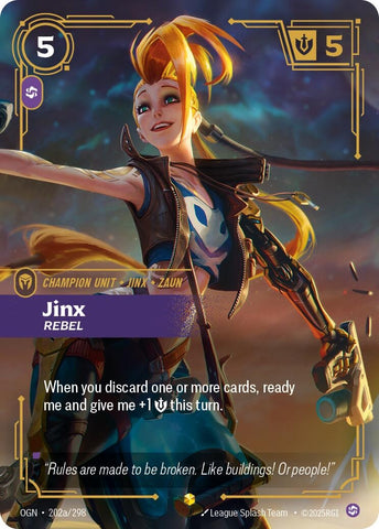 Image for Jinx - Rebel (Alternate Art) (202a/298) (Origins) - Riftbound: League of Legends Trading Card Game