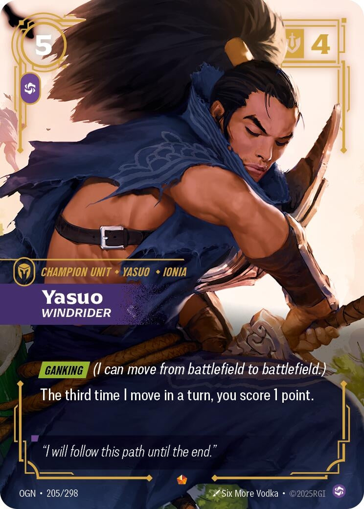 Image for Yasuo - Windrider (205/298) (Origins) - Riftbound: League of Legends Trading Card Game