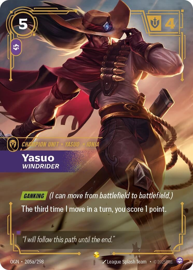 Image for Yasuo - Windrider (Alternate Art) (205a/298) (Origins) - Riftbound: League of Legends Trading Card Game