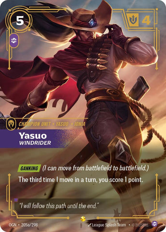 Image for Yasuo - Windrider (Alternate Art) (205a/298) (Origins) - Riftbound: League of Legends Trading Card Game