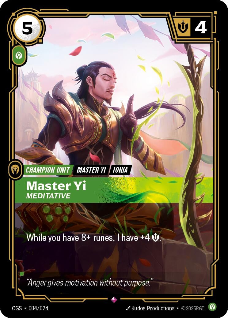 Image for Master Yi - Meditative (004/024) (Origins: Proving Grounds) - Riftbound: League of Legends Trading Card Game