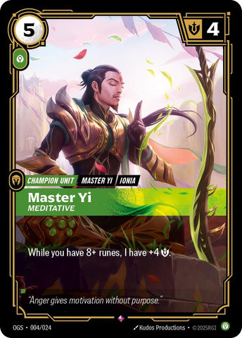 Image for Master Yi - Meditative (004/024) (Origins: Proving Grounds) - Riftbound: League of Legends Trading Card Game