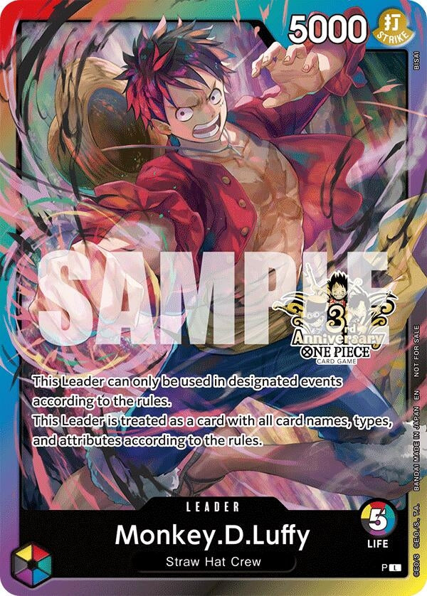 Monkey.D.Luffy (3rd Anniversary Tournament 3 Brothers Pack) [Carrying On His Will: 3rd Anniversary Tournament Cards]
