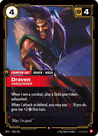 Image for Draven - Vanquisher (020/221) (Spiritforged) - Riftbound: League of Legends Trading Card Game