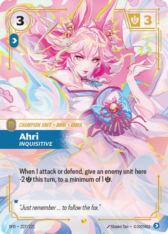 Image for Ahri - Inquisitive (Overnumbered) (227/221) (Spiritforged) - Riftbound: League of Legends Trading Card Game