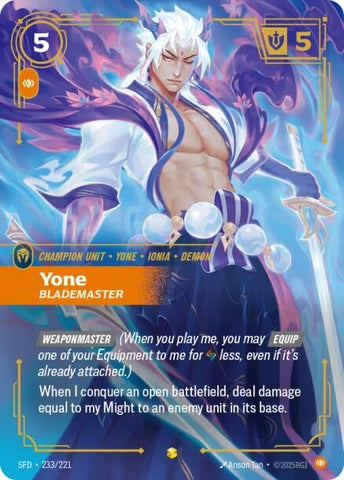 Image for Yone - Blademaster (Overnumbered) (233/221) (Spiritforged) - Riftbound: League of Legends Trading Card Game