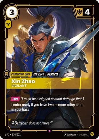 Image for Xin Zhao - Vigilant (176/221) (Spiritforged) - Riftbound: League of Legends Trading Card Game