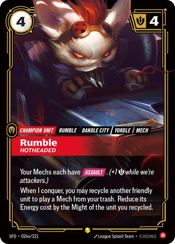 Image for Rumble - Hotheaded (Alternate Art) (026a/221) (Spiritforged) - Riftbound: League of Legends Trading Card Game