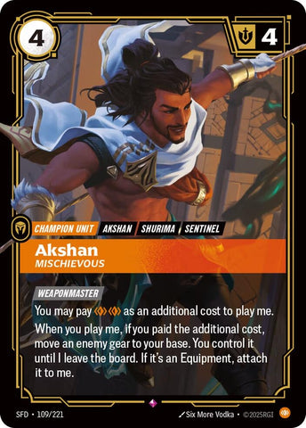Image for Akshan - Mischievous (109/221) (Spiritforged) - Riftbound: League of Legends Trading Card Game