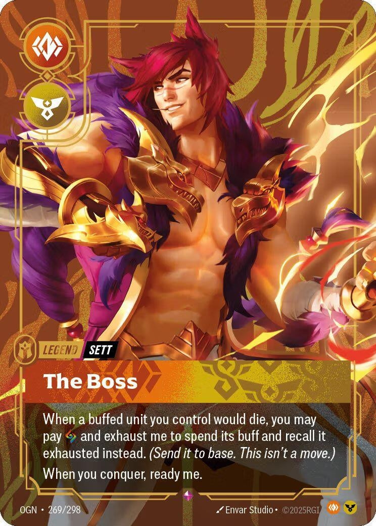 Image for Sett, The Boss (Metal) (Best Of) (269/298) (Riftbound Organized Play Promotional Cards) (OPP) - Riftbound: League of Legends Trading Card Game