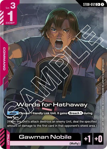 Image for Words for Hathaway (C+) (ST08-012) (Starter Deck 08: Flash of Radiance) - Gundam Card Game