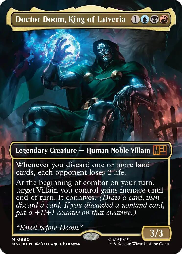 Image for Doctor Doom, King of Latveria (Borderless) (Surge Foil) (880) (Commander: Marvel Super Heroes) - Magic: The Gathering