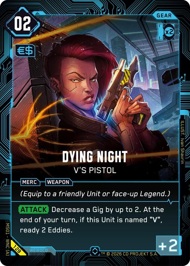Image for Dying Night - V's Pistol (128) (Welcome to Night City - Retail) - Cyberpunk TCG