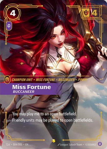 Image for Miss Fortune, Buccaneer (T1 Worlds Champion Player Bundle) (T1A 004/005) (T1 2025 Worlds Champion Bundles) (T12025) - Riftbound: League of Legends Trading Card Game
