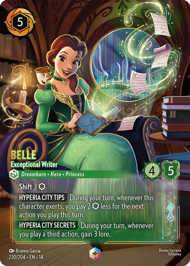 Image for Belle - Exceptional Writer (Enchanted) (230/204) (Hyperia City) (14) - Disney Lorcana
