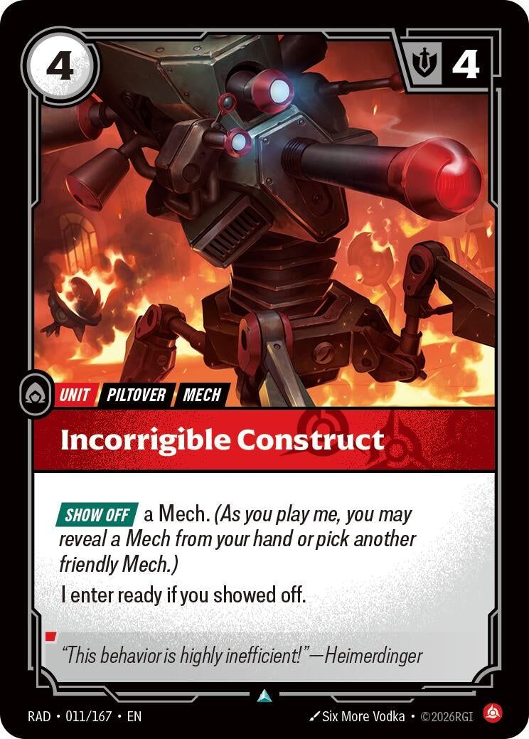 Image for Incorrigible Construct (011/167) (Radiance) (RAD) - Riftbound: League of Legends Trading Card Game