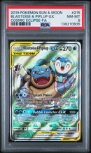 PSA 8 - BLASTOISE & PIPLUP GX COSMIC ECLIPSE-FA 2019 POKEMON SUN & MOON COSMIC ECLIPSE