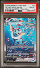 PSA 10 - FA/VAPOREON VMAX VAPOREON VMAX PREM.COLL. 2021 POKEMON SWSH BLACK STAR PROMO