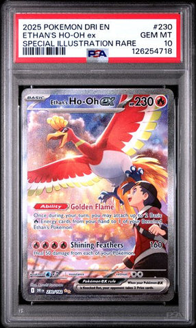 2025 POKEMON DRI EN-DESTINED RIVALS #230 ETHAN'S HO-OH ex SPECIAL ILLUSTRATION RARE psa 10