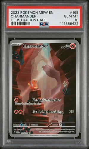 2023 POKEMON MEW EN-151 #168 CHARMANDER ILLUSTRATION RARE psa 10