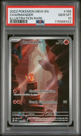 2023 POKEMON MEW EN-151 #168 CHARMANDER ILLUSTRATION RARE psa 10