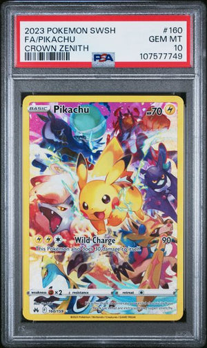 FA/PIKACHU CROWN ZENITH 2023 POKEMON SWORD AND SHIELD CROWN ZENITH PSA 10