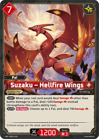 Image for Suzaku – Hellfire Wings (EBP01-002) (Booster Pack "Dawn of Palpagos") (EBP01) - Palworld Official Card Game