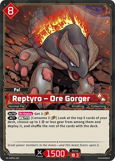 Image for Reptyro – Ore Gorger (EBP01-005) (Booster Pack "Dawn of Palpagos") (EBP01) - Palworld Official Card Game