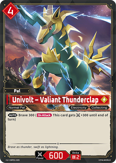 Image for Univolt – Valiant Thunderclap (EBP01-009) (Booster Pack "Dawn of Palpagos") (EBP01) - Palworld Official Card Game