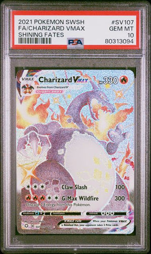 2021 POKEMON SWORD & SHIELD SHINING FATES #SV107 FA/CHARIZARD VMAX SHINING FATES PSA10