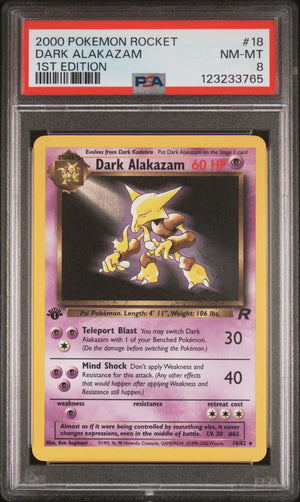 PSA 8 - DARK ALAKAZAM 1ST EDITION 2000 POKEMON ROCKET