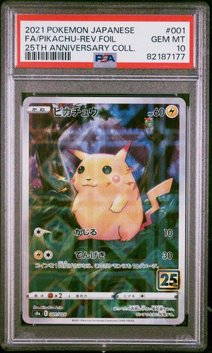 2021 POKEMON JAPANESE 25TH ANNIVERSARY COLLECTION #001 FA/PIKACHU-REV.FOIL 25TH ANNIVERSARY COLL PSA10