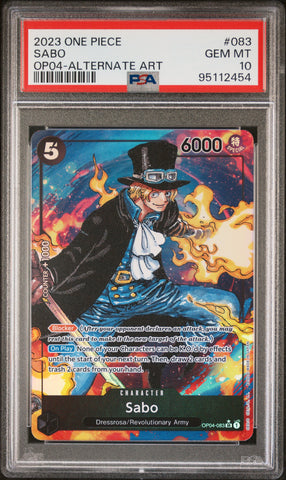 PSA 10 SABO ALTERNATE ART 2023 ONE PIECE OP04-KINGDOMS OF INTRIGUE
