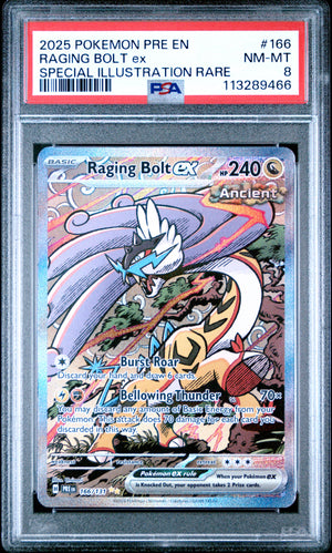 PSA 8 - RAGING BOLT ex SPECIAL ILLUSTRATION RARE 2025 POKEMON PRE EN-PRISMATIC EVOLUTIONS