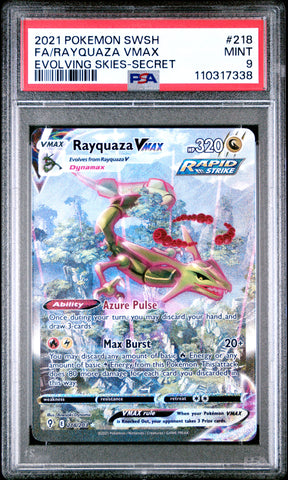 PSA 9 - FA/RAYQUAZA VMAX EVOLVING SKIES-SECRET 2021 POKEMON SWORD & SHIELD EVOLVING SKIES