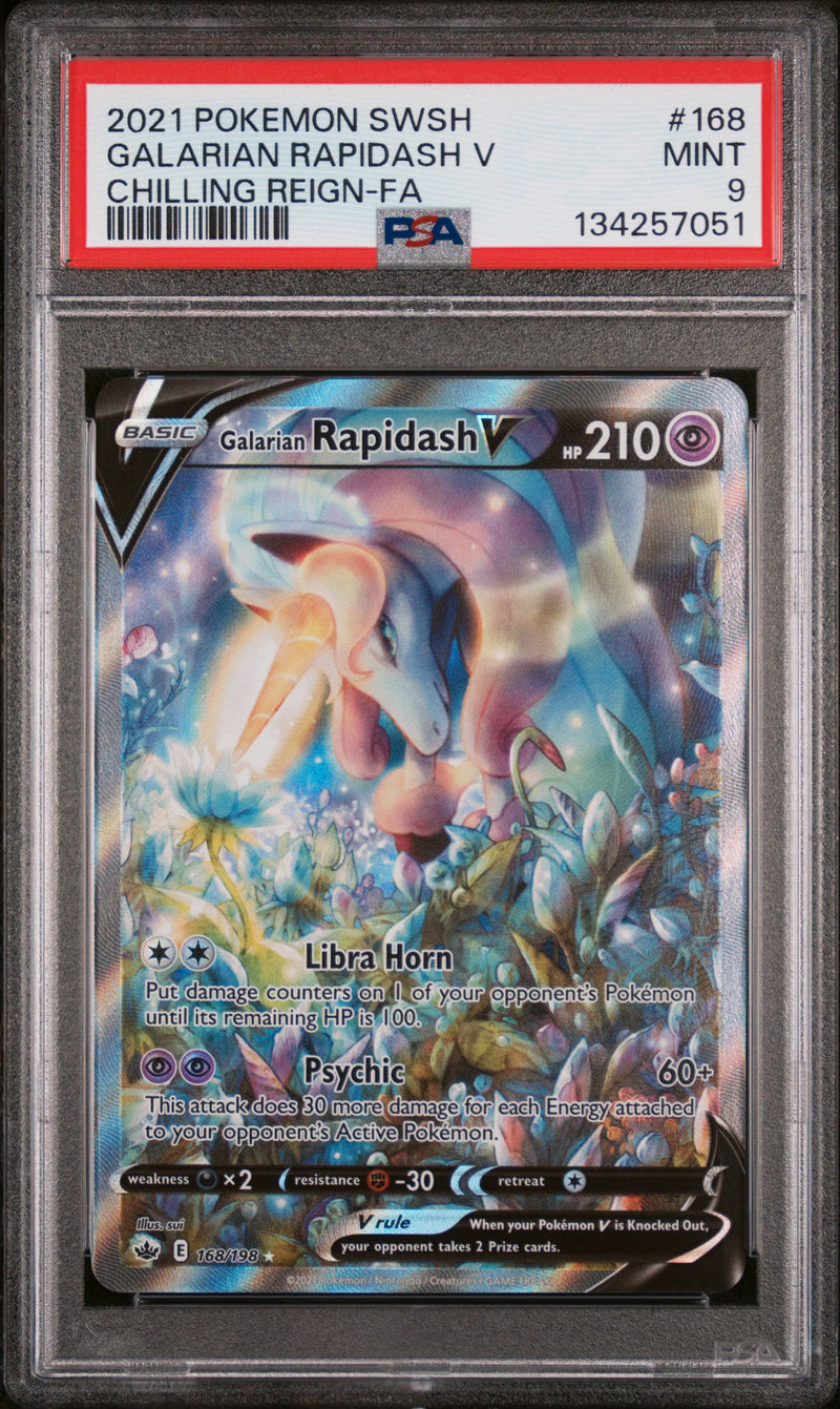 PSA 9 - GALARIAN RAPIDASH V CHILLING REIGN-FA 2021 POKEMON SWORD & SHIELD CHILLING REIGN