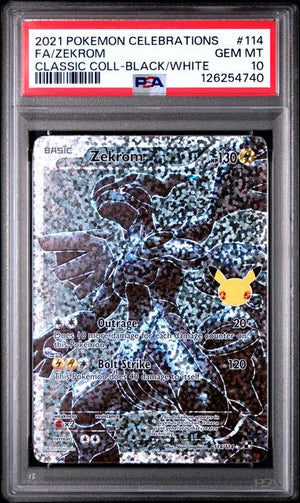 2021 POKEMON CELEBRATIONS CLASSIC COLLECTION #114 FA/ZEKROM CLASSIC COLL-BLACK/WHITE PSA 10