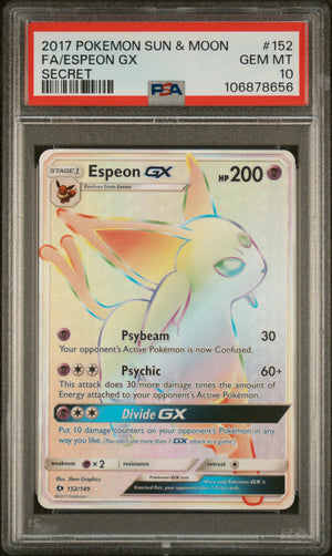 PSA 10 - FA/ESPEON GX SECRET 2017 POKEMON SUN & MOON