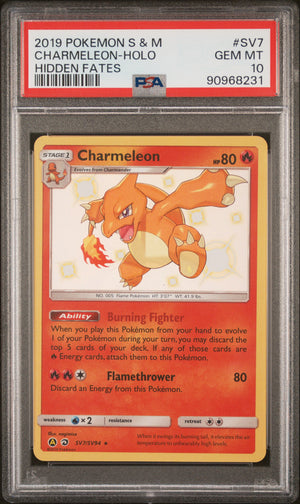PSA 10 - CHARMELEON-HOLO HIDDEN FATES 2019 POKEMON SUN & MOON HIDDEN FATES