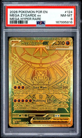 2026 POKEMON POR EN-PERFECT ORDER #124 MEGA ZYGARDE ex MEGA HYPER RARE MEGA HYPER RARE 2026 POR EN PSA 8